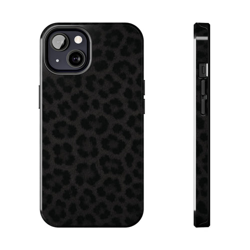 Black Leopard Tough Phone Case — Rugged Protective iPhone Case with Matte Animal Print